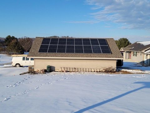 Solar Panels for Real Estate and Homeowners, Wisconsin building with solar panels, winter